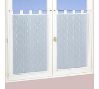 HomeMaison Pair of Straight Curtains in Polyamine, Polyester, White, 120 x 45 cm