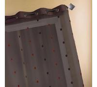 Homemaison - Plain Taffeta Jacquard Organza Net Curtain - Polyester - 8 Round Eyelets - Diameter 4 cm - Ready to Hang - Light and Fluid - 140 x 260 cm - Chocolate Brown