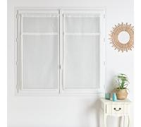 Homemaison Qabane Pair of Sheer Curtains with Macrame Tape - Polyester Muslin - Plain Pattern - Handmade Macrame Tape - Scandinavian Modern Bohemian Style - Size 2 x 60 x 120 cm - Off-White