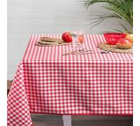 Homemaison - Red and White Gingham Rectangular Tablecloth - Polyester - Stain Resistant Wrinkle Resistant - Ideal for Kitchen or Dining Room - 145 x 240 cm - Multi-Coloured