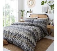 HOMEMAKER BEDDING Bed Set Duvet Cover Pillow Cases Geometric Retro Print (Grey, Double)