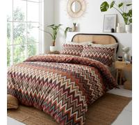 HOMEMAKER BEDDING Bed Set Duvet Cover Pillow Cases Geometric Retro Print (Terracotta, Super King)