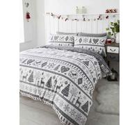 HOMEMAKER BEDDING Christmas Duvet Cover Set Reversible Snowflake Christmas Tree Design Festive Holiday Bed Set in 3 Colours (Grey, Double)