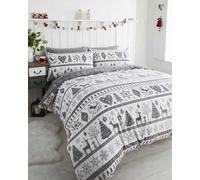 HOMEMAKER BEDDING Christmas Duvet Cover Set Reversible Snowflake Christmas Tree Design Festive Holiday Bed Set in 3 Colours (Grey, Single)