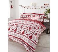 HOMEMAKER BEDDING Christmas Duvet Cover Set Reversible Snowflake Christmas Tree Design Festive Holiday Bed Set in 3 Colours (Red, Double)