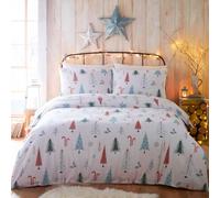 HOMEMAKER BEDDING Christmas Tree Duvet Set, White Polycotton, Scandinavian Nordic Inspired Design (King)