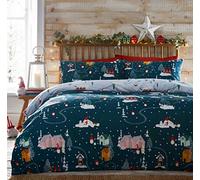 HOMEMAKER BEDDING Christmas Village Duvet Cover Set Festive Xmas Santa Gonks (King)