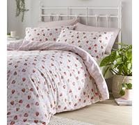 HOMEMAKER BEDDING Duvet Cover Bed Quilt Set Pillow Cases Strawberry Print (Single)