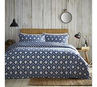 HOMEMAKER BEDDING ® Duvet set blue geometric printed quilt cover pillow cases (Super King)