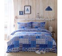 HOMEMAKER BEDDING Duvet Set Sailing Boat Blue Yacht Quilt Cover Pillow Cases (Super King)
