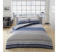 HOMEMAKER BEDDING Duvet Set Stripe Quilt Cover Pillow Cases Blue Grey (Single)