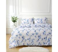 HOMEMAKER BEDDING Duvet Set with Flower Blooms, Quilt Cover Pillow Cases, Spring Summer (Blue/White, King)