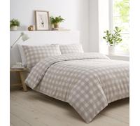 HOMEMAKER BEDDING Gingham Check Duvet Set, Quilt Cover Pillow Cases, Polycotton (Natural, Double)
