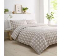 HOMEMAKER BEDDING Gingham Check Duvet Set, Quilt Cover Pillow Cases, Polycotton (Natural, Single)