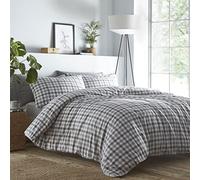 HOMEMAKER BEDDING Grey Check Duvet Cover Bed Quilt Set Pillow Cases (Single)