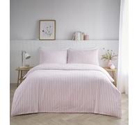 HOMEMAKER BEDDING Stripe Duvet Set, Pastel Colours, Polycotton, Double-Sided Print, with Pillowcases (Pink, Double)