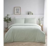 HOMEMAKER BEDDING Stripe Duvet Set, Pastel Colours, Polycotton, Double-Sided Print, with Pillowcases (Sage, Super King)