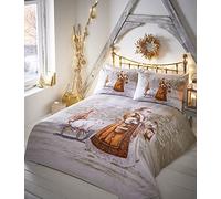HOMEMAKER BEDDING Winter Forest Christmas Duvet Cover Set Featuring Father Christmas in a Gold Cloak (Single)