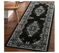 Homemaker Bukhura Traditional Black Cut Pile Runner-67x200cm
