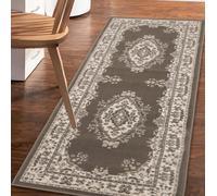 Homemaker Bukhura Traditional Taupe Cut Pile Runner-67x200cm