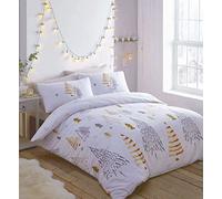 Homemaker Christmas tree duvet set grey white & ochre duvet cover bed sets (Super King)