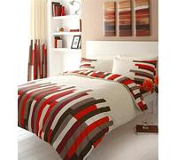 Homemaker Duvet cover sets block stripe quilt cover pillow cases bed set (Red,King)