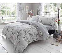 Homemaker Grey duvet set blossom flowers birds & butterflies bedding quilt cover set (Double)