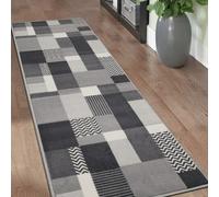 Homemaker Maestro Blocks Grey Cut Pile Runner - 60x200cm