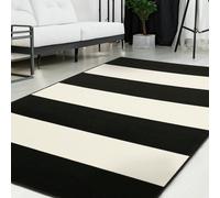 Homemaker Maestro Bold Stripe Black Cut Pile Rug - 160x230cm
