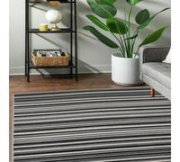 Homemaker Maestro Skinny Stripe Grey Cut Pile Rug -120x160cm