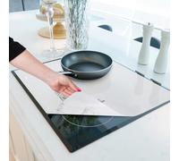 HomeMakers Induction Hob Protector Mat Large 61x53 cm, Heat Resistant Silicone Cover, Cut to Size, Easy Clean, Non-Slip Glass Hob Protector, Prevents Scratches, Translucent White London