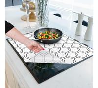 HomeMakers Induction Hob Protector Mat Large 61x53 cm, Heat Resistant Silicone Cover, Cut to Size, Easy Clean, Non-Slip Glass Hob Protector, Prevents Scratches, Translucent White Honey
