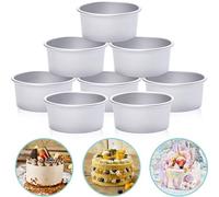 HomeMall 4 Inch Aluminum Round Cake Pan, 8 Pieces Non-Stick Mini Cake Baking Pan - Layer Baking Round Cake Pans Set for Home Kitchen DIY Baking Tools Supplies