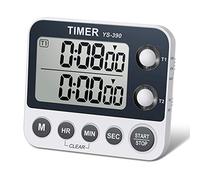 HomeMall Digital Kitchen Cooking Timer, Dual Count Up & Down with Magnetic Back, Large Display, Adjustable Volume and Flashing Alarm Light, ON/Off Switch Stopwatch, Battery Included
