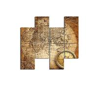 Homemania HM204PMDF166 World Map of Living Room Bedroom Multi-Coloured MDF 76 x 0.3 x 50 cm, Multicoloured
