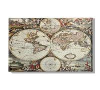 Homemania HM20KNV45x70-169 Map of the World Map - Plan - for Living Room Bedroom - Multicoloured Polyester Wood - 45 x 3 x 70 cm