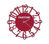 Homemania Round Wall Clock for Living Room Kitchen Office Bordeaux White Metal 40 x 0.15 x 40 cm, Dimension du Produit: L40xP0,15xA40 cm, 0,8 kg