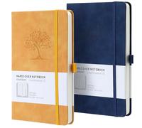 HOMEMARS Notebook, a5 Notebook, Notebook a5, Diary, Journal for Men, Hardback Notebook, Notepad, Journal, a5 Notebooks, 2 Pack, Yellow Blue, 100 Sheets, 100gsm, Embossing Tree Design, Vegan Leather