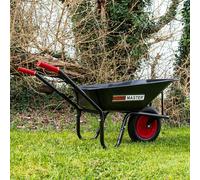 HOMEMASTER® Heavy Duty Garden Wheelbarrow | Pneumatic Tyre | Strong Large Transport Trolley Handcart Wheel Barrow | 90L | 120kg Load Capacity | Powder Coated Steel