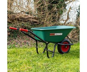 HOMEMASTER® Heavy Duty Garden Wheelbarrow | Pneumatic Tyre | Strong Large Transport Trolley Handcart Wheel Barrow | 90L | 150kg Load Capacity | Toughened Plastic