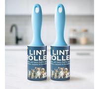 Homemate Lint Roller Pet Hair Remover, 90 Easy Peel Sheets per Roll, Fluff Remover for Clothes, Quickly Removes Animal Fur from Clothes, Furniture, Carpets & Cars (2 Handles + 2 Sticky Rolls)