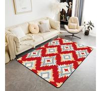 Homemissing 100x150cm Red Southwestern Aztec Area Rug Boys Girls Geometric Vintage Living Room Rugs For Kids Women Men Bohemian Boho Exotic Rustic Abstract Decor Carpet Indoor Floor Mat Room Decor