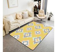 Homemissing 100x150cm Yellow Southwestern Aztec Area Rug Boys Girls Geometric Vintage Living Room Rugs For Kids Women Bohemian Boho Exotic Rustic Abstract Decor Carpet Indoor Floor Mat Room Decor