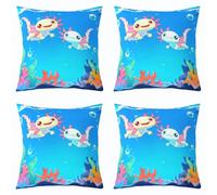 Homemissing 40x40cm Cute Axolotl Decor Pillowcase Boys Girls Cartoon Salamander Throw Pillow Covers Set of 4 For Kids Women Men Sea Underwater World Cushion Case Reptile Animal Room Decor
