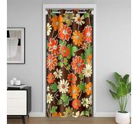 Homemissing 70s Retro Flowers Door Curtain for Doorway Privacy For Girl 106x203cm 1 Panel,Watercolor Yellow Floral Closet Cover,Groovy Floral Room Divider Curtain,Botanical Flower Bedroom Living Room