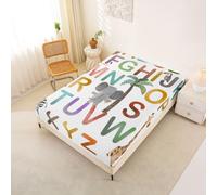 Homemissing ABC Kids Fitted Sheet Single Size Animal Alphabet Theme