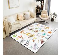 Homemissing ABC Learning Alphabet Area Rug 100 * 150cm For Living Room Alphabet Educational Indoor Floor Mat Cartoon Animals Decor Carpet with Non-Slip Kids Educational Accent Rug