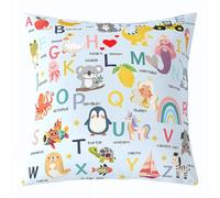 Homemissing ABC Pattern Decor Pillowcases Cute Alphabet Learning Throw Pillow Covers 40x40cm Soft for Boys Girls Children 26 Letters Cartoon Animal English Alphabet Educational Cushion Case