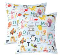 Homemissing ABC Pattern Decor Pillowcases Cute Alphabet Learning Throw Pillow Covers 60x60cm Set of 2 Soft for Boys Girls Children 26 Letters Cartoon Animal English Alphabet Educational Cushion Case
