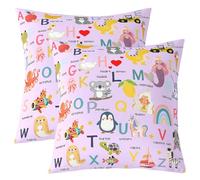 Homemissing ABC Pattern Decor Pillowcases Cute Alphabet Learning Throw Pillow Covers 60x60cm Set of 2 Soft for Boys Girls Children 26 Letters Cartoon Animal Educational English Alphabet Cushion Case